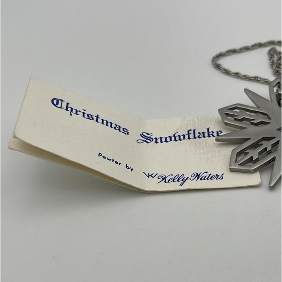 Snowflake  Pendant Ornament 2" Pewter By Kelly Waters Name Card Pouch - Picture 6 of 10